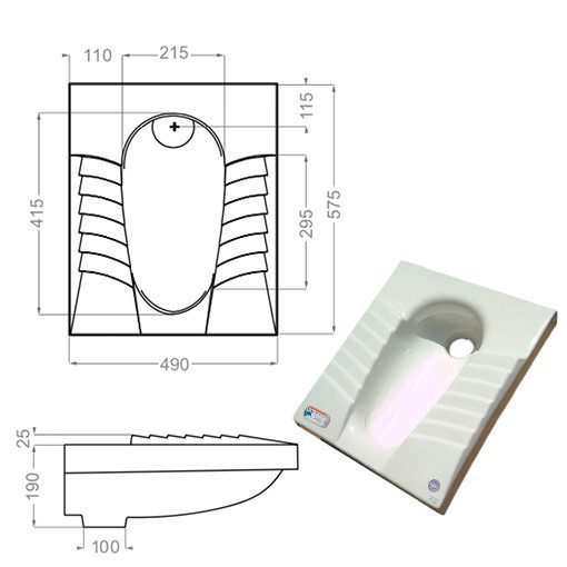 ابعاد سنگ توالت ایرانی