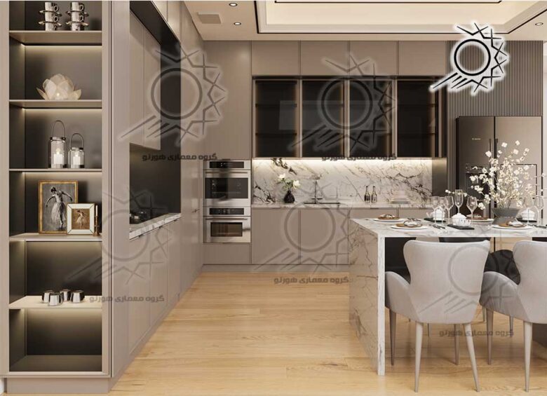طراحی آشپزخانه مدرن پروژه کوثر
